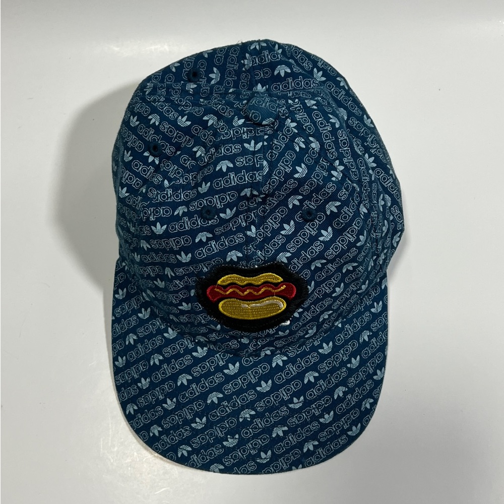 ADIDAS All Over Logo Women's Fit Strapback Hat OSFW W/ Hotdog Patch - Picture 5 of 8